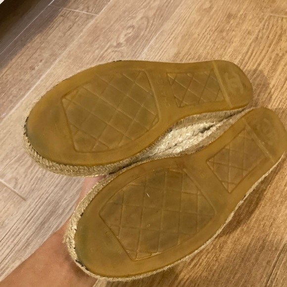CHANEL ESPADRILLE 37 TWEED PATENT LEATHER CAP TOE FLATS - Picture 5 of 7